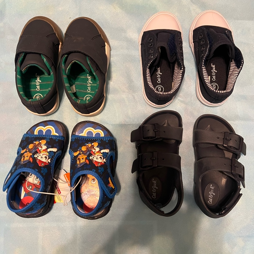 Cat & Jack Navy Kids Sneakers Set. 4 pairs Bundle Paw Patrol